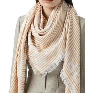 New Burberry beige striped logo scarf/wrap